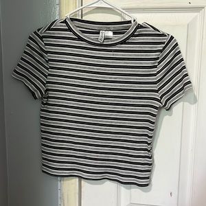 black and grey striped cropped top